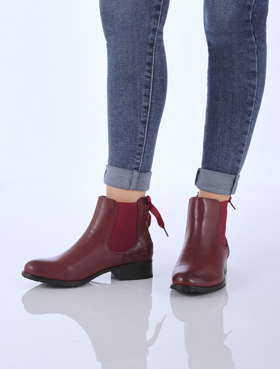 Chelsea boot à contrefort croco à corsage - Bordeaux - 2