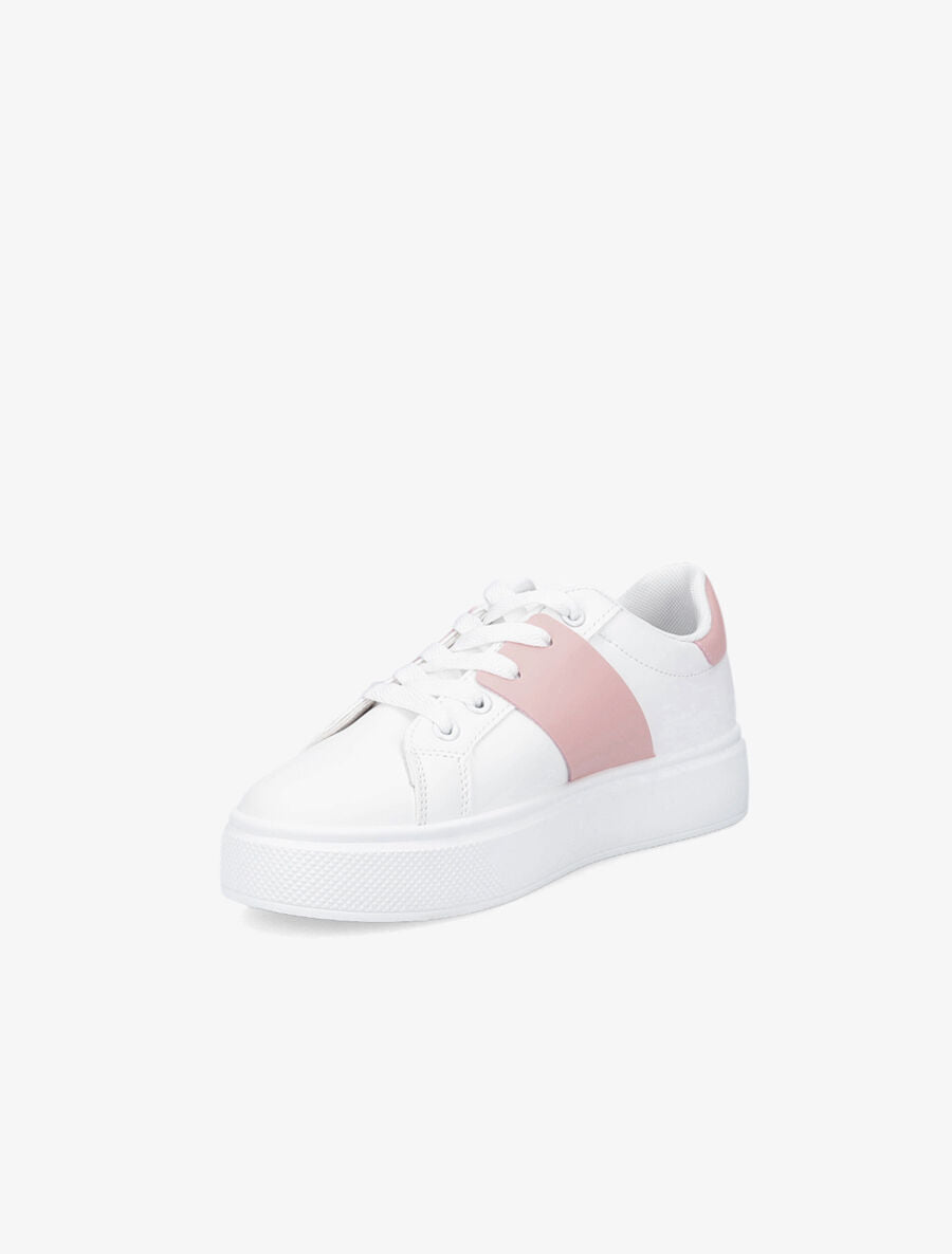 Baskets en simili à boucle - Blanc/rose - 3