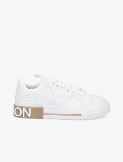 Sneakers à inscription et détail suédine - Blanc - 6