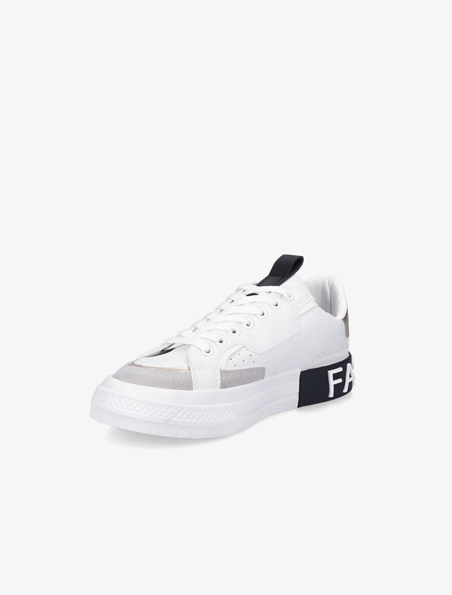 Sneakers à inscription et détail suédine - Or - 3