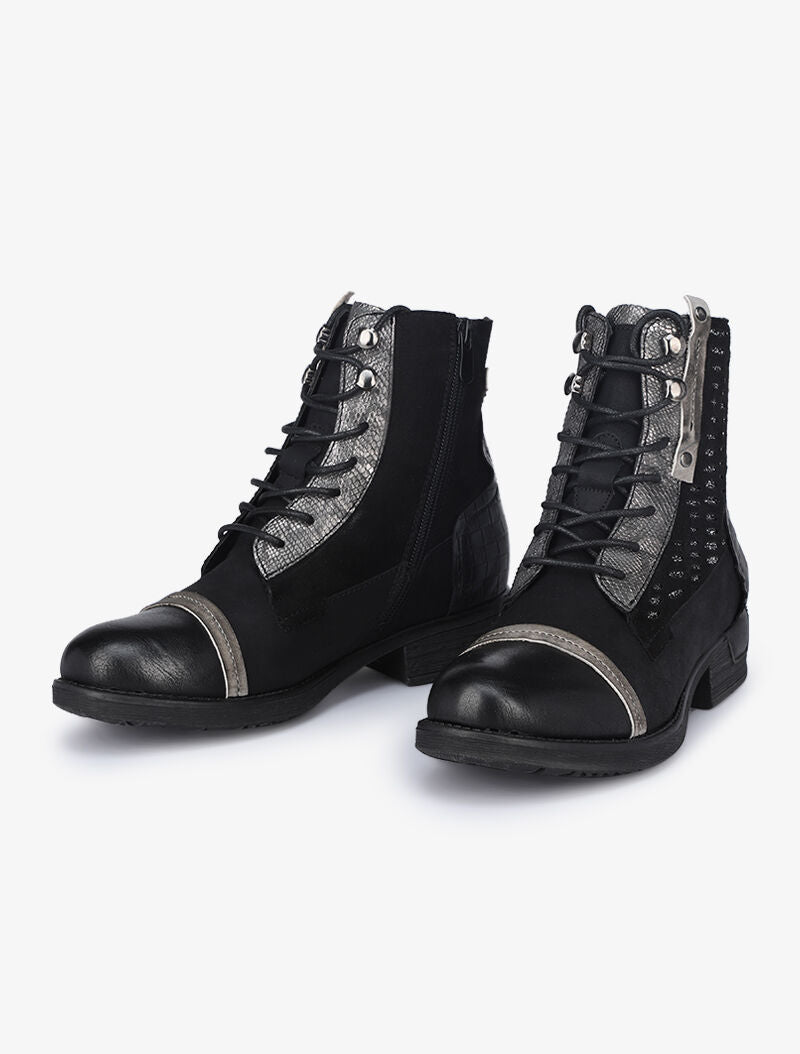 Boots style grunge à détails irisés - Noir - 1