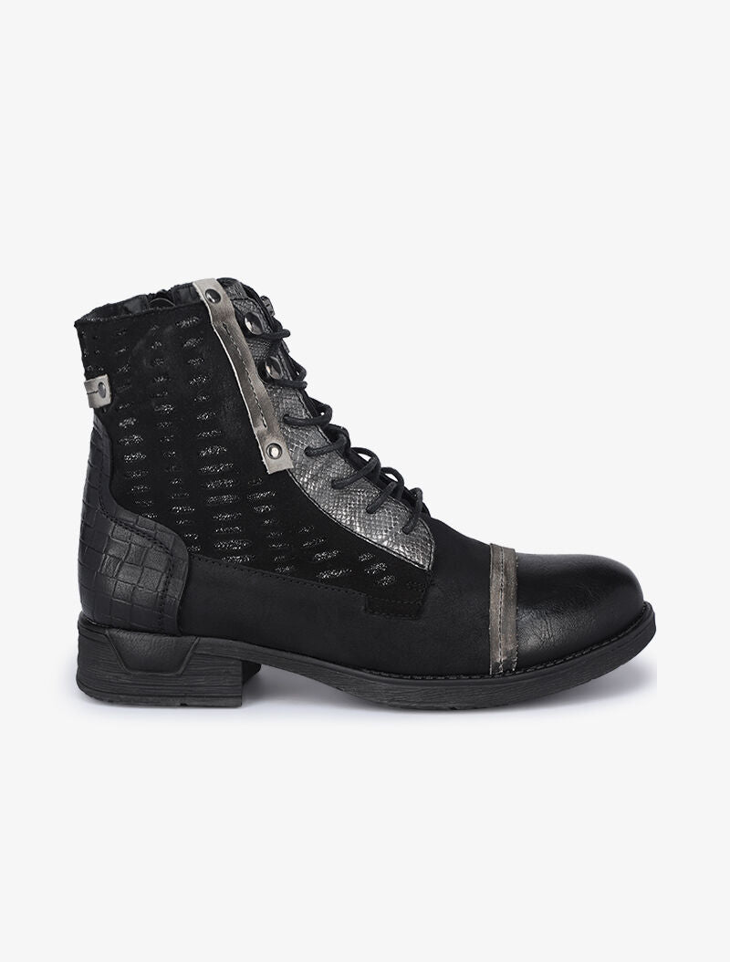 Boots style grunge à détails irisés - Noir - 2