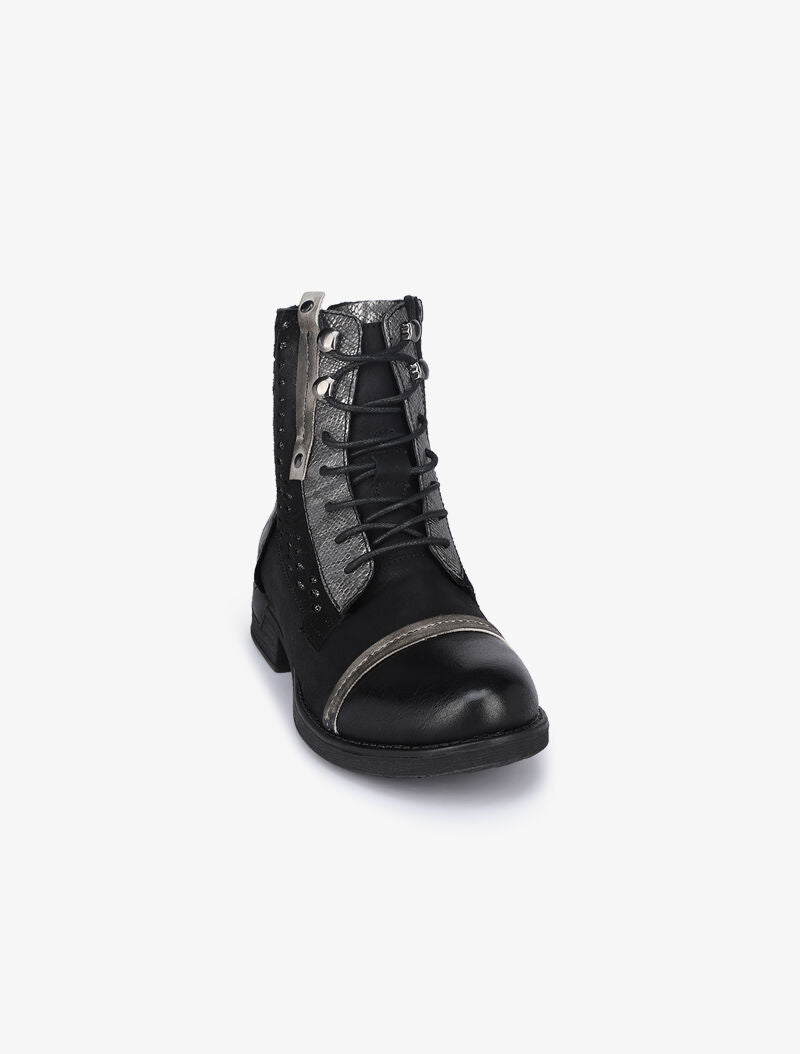 Boots style grunge à détails irisés - Noir - 3