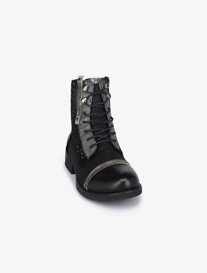 Boots style grunge à détails irisés - Noir - 3