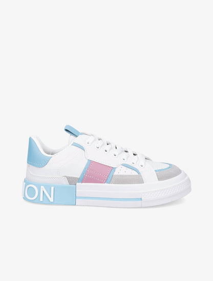 Sneakers à inscription et détail suédine - Turquoise - 1