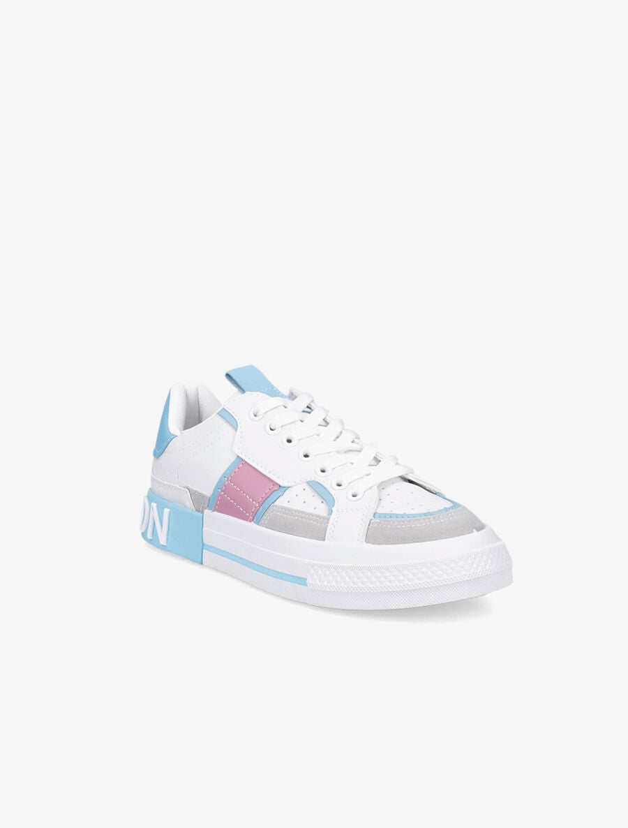 Sneakers à inscription et détail suédine - Turquoise - 2