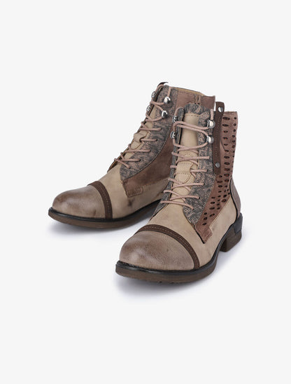 Boots style grunge à détails irisés - Taupe - 1