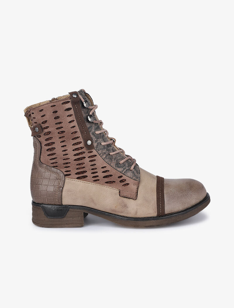 Boots style grunge à détails irisés - Taupe - 2