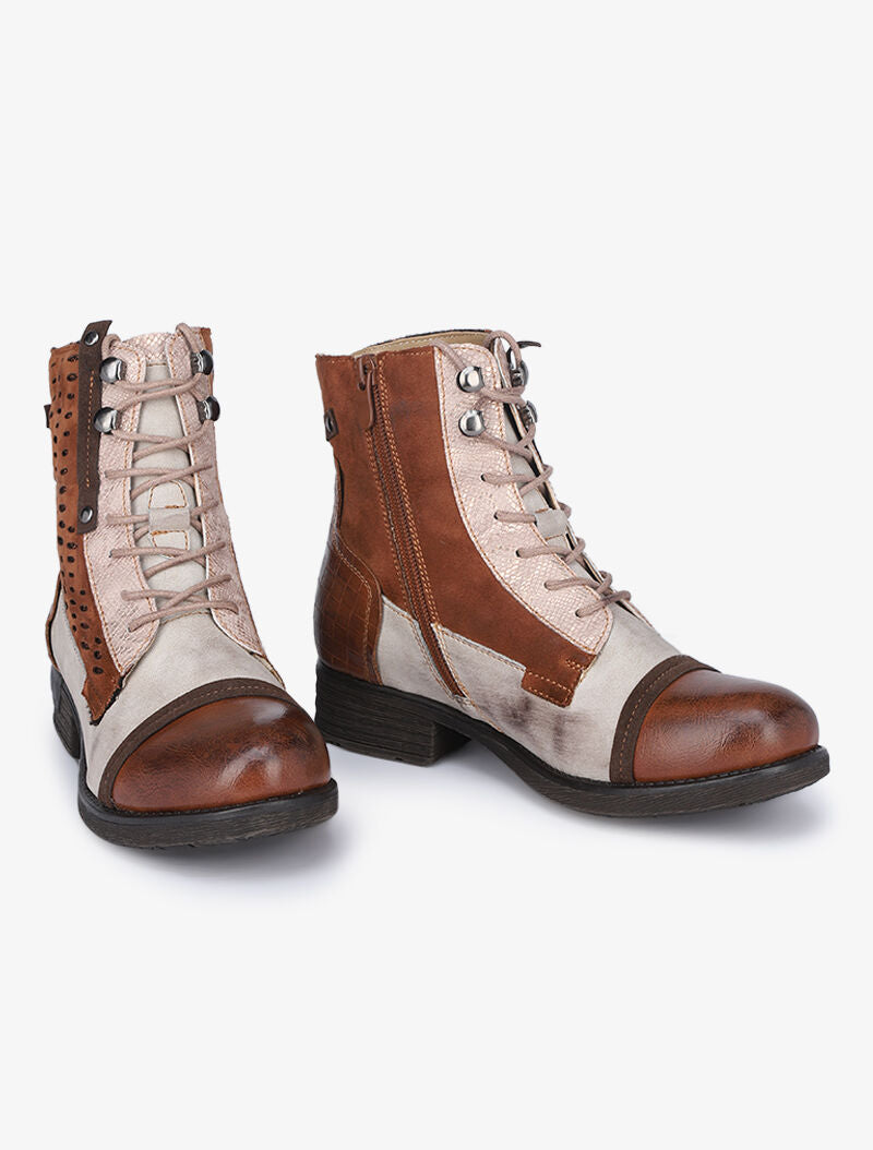 Boots style grunge à détails irisés - Camel - 1
