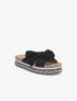 Claquettes en suédine à plateforme stylisée - Noir - 1