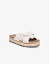 Claquettes en suédine à plateforme stylisée - Beige - 1