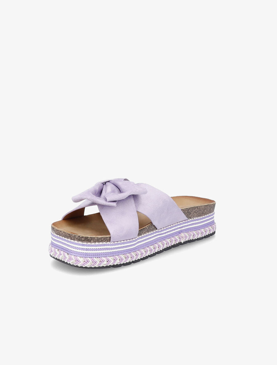 Claquettes en suédine à plateforme stylisée - Lilas - 3