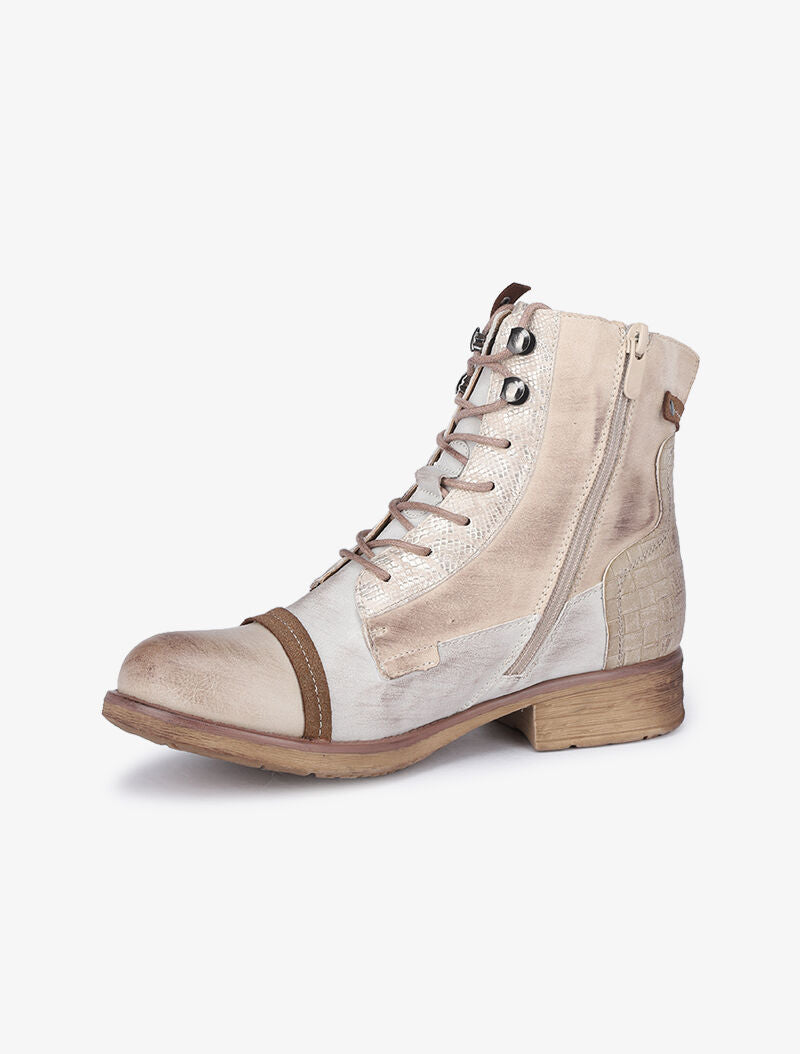 Boots style grunge à détails irisés - Beige - 4