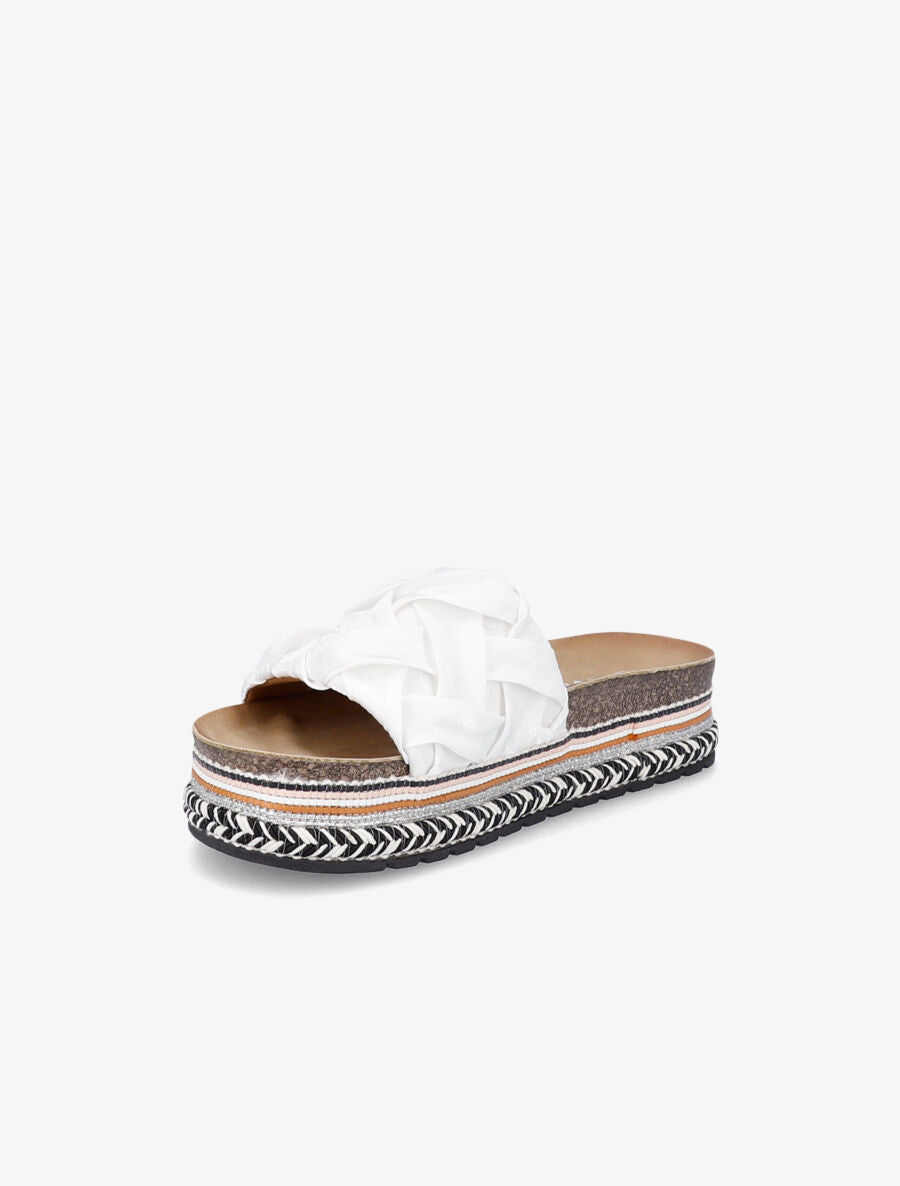 Claquettes en simili à plateforme stylisée - Blanc - 2