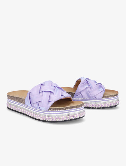 Claquettes en simili à plateforme stylisée - Lilas - 4