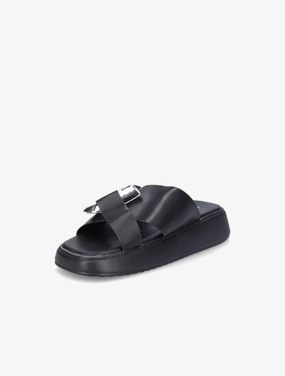 Claquettes croisées à boucle stylisée - Noir - 3