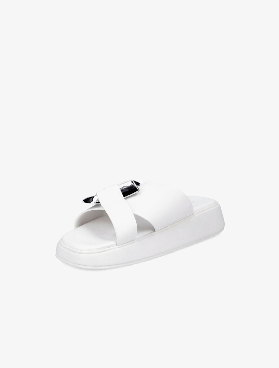 Claquettes croisées à boucle stylisée - Blanc - 3