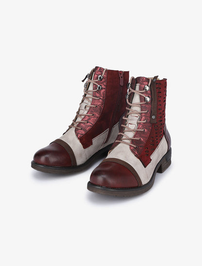 Boots style grunge à détails irisés - Bordeaux - 5