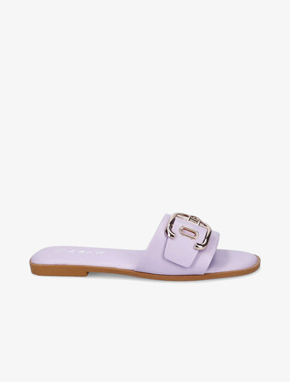 Mules plates à boucles métalliques stylisées - Lilas - 5