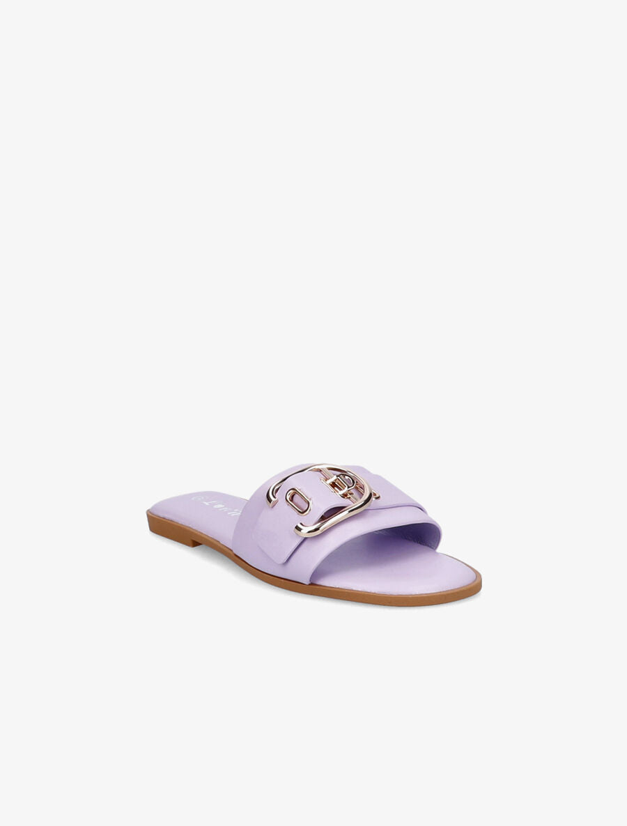 Mules plates à boucles métalliques stylisées - Lilas - 2