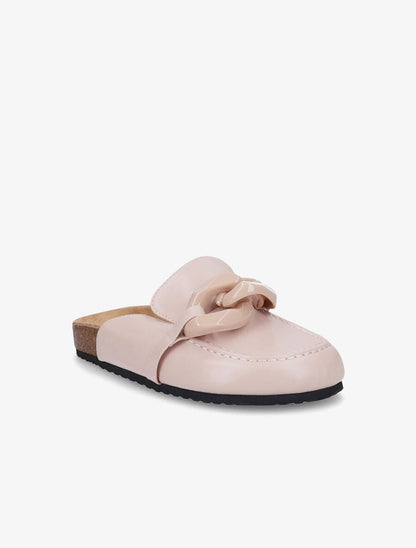 Mules plates bouts fermés à maillons - Rose - 2