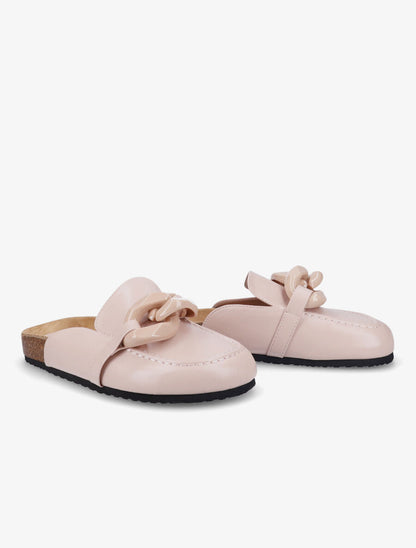 Mules plates bouts fermés à maillons - Rose - 4