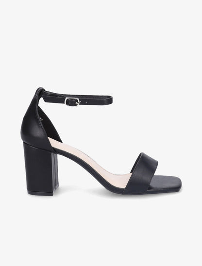 Sandales en simili à brides et talons - Noir - 1