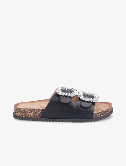 Mules double brides à boucles et strass - Noir - 5