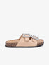 Mules double brides à boucles et strass - Camel - 1
