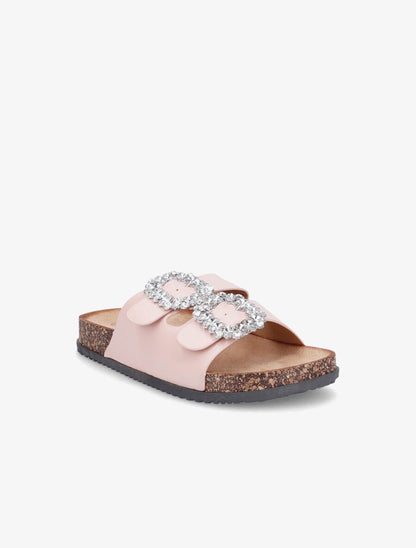 Mules double brides à boucles et strass - Rose - 2