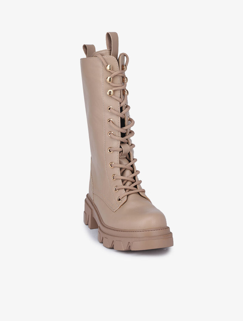 Boots montantes style militaire - Taupe - 3
