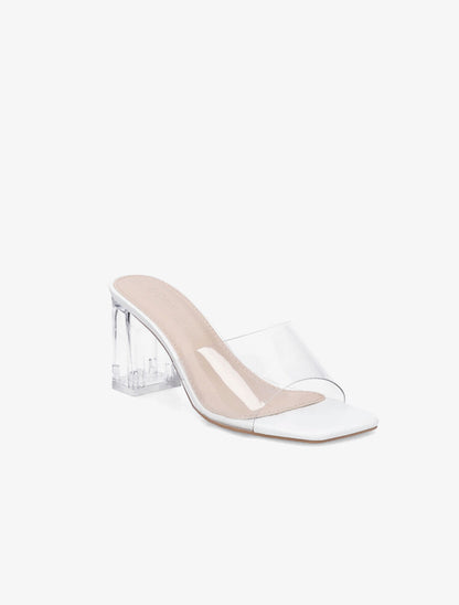 Mules transparentes à talons - Blanc - 2