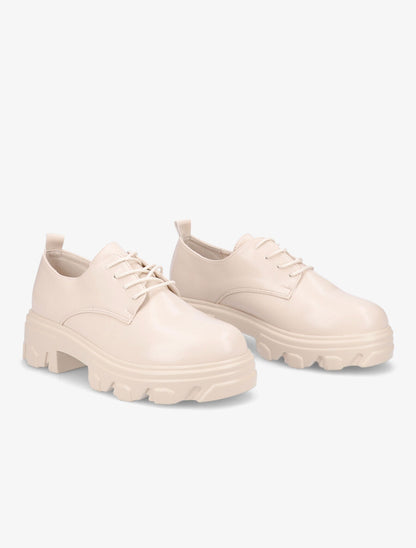 Derbies unies semelles chunky - Beige - 4