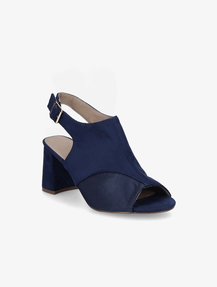 Sandales à talons et ganse bi-matière - Bleu - 2