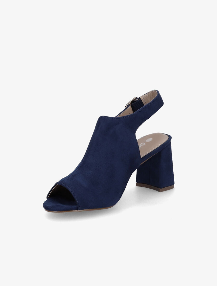 Sandales à talons et ganse bi-matière - Bleu - 3