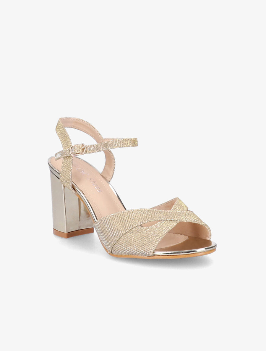 Sandales à brides croisées pailletées - Or - 2