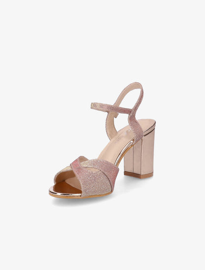 Sandales à brides croisées pailletées - Rose gold - 3