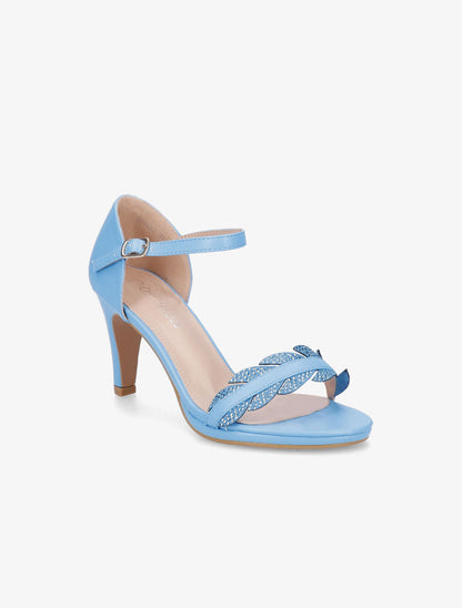 Sandales à talons et brides à strass style plume - Bleu - 2