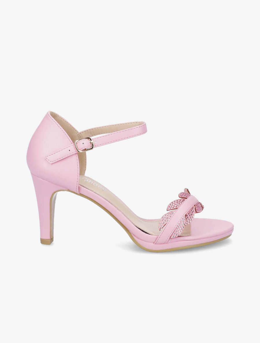 Sandales à talons et brides à strass style plume - Rose - 1