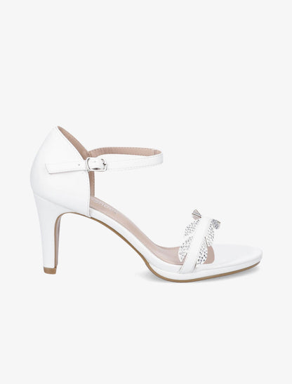 Sandales à talons et brides à strass style plume - Blanc - 5