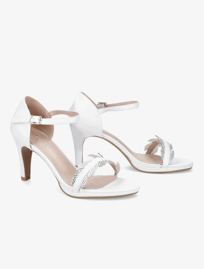 Sandales à talons et brides à strass style plume - Blanc - 4