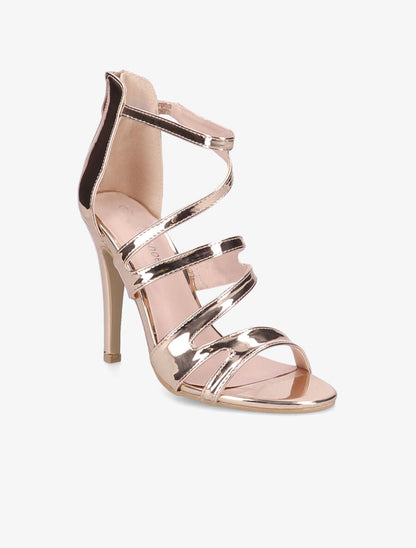 Sandales à talons en simili vernis - Rose gold - 2