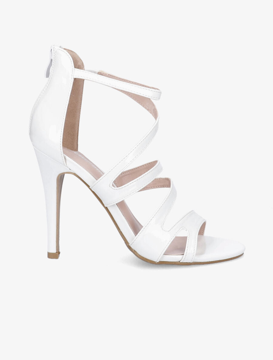 Sandales à talons en simili vernis - Blanc - 1