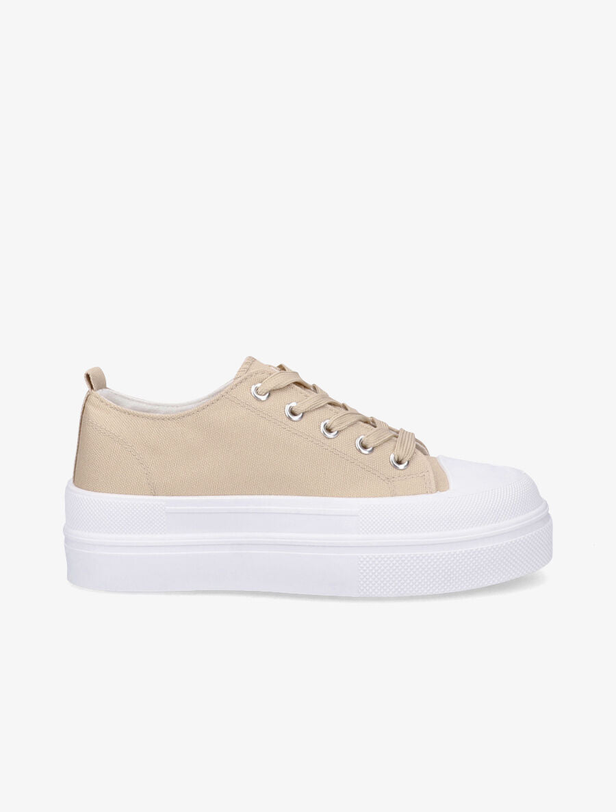 Tennis en toile à plateforme - Beige - 1