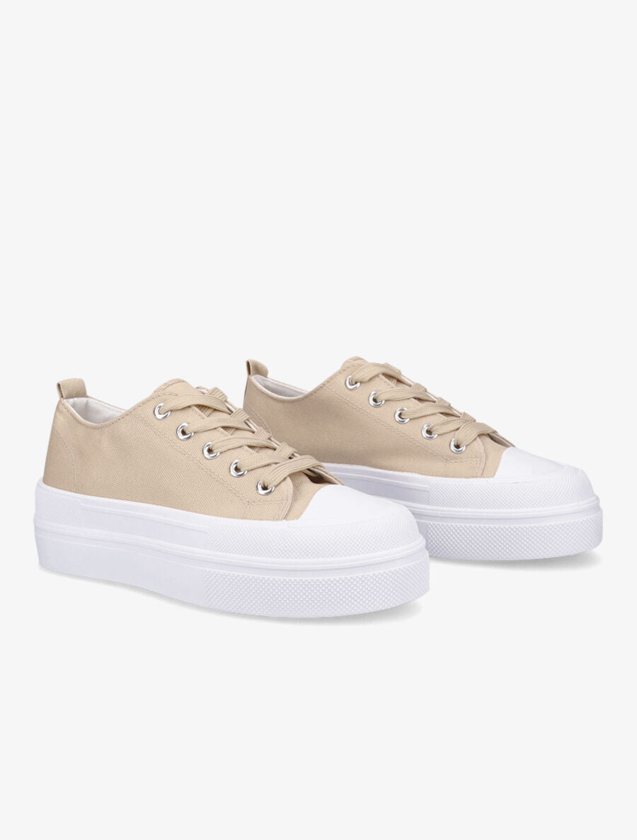 Tennis en toile à plateforme - Beige - 4