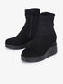 Bottines compensées et montantes en suédine - Noir - 5
