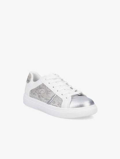 Baskets bi-matière effet python irisé - Blanc/gris - 2