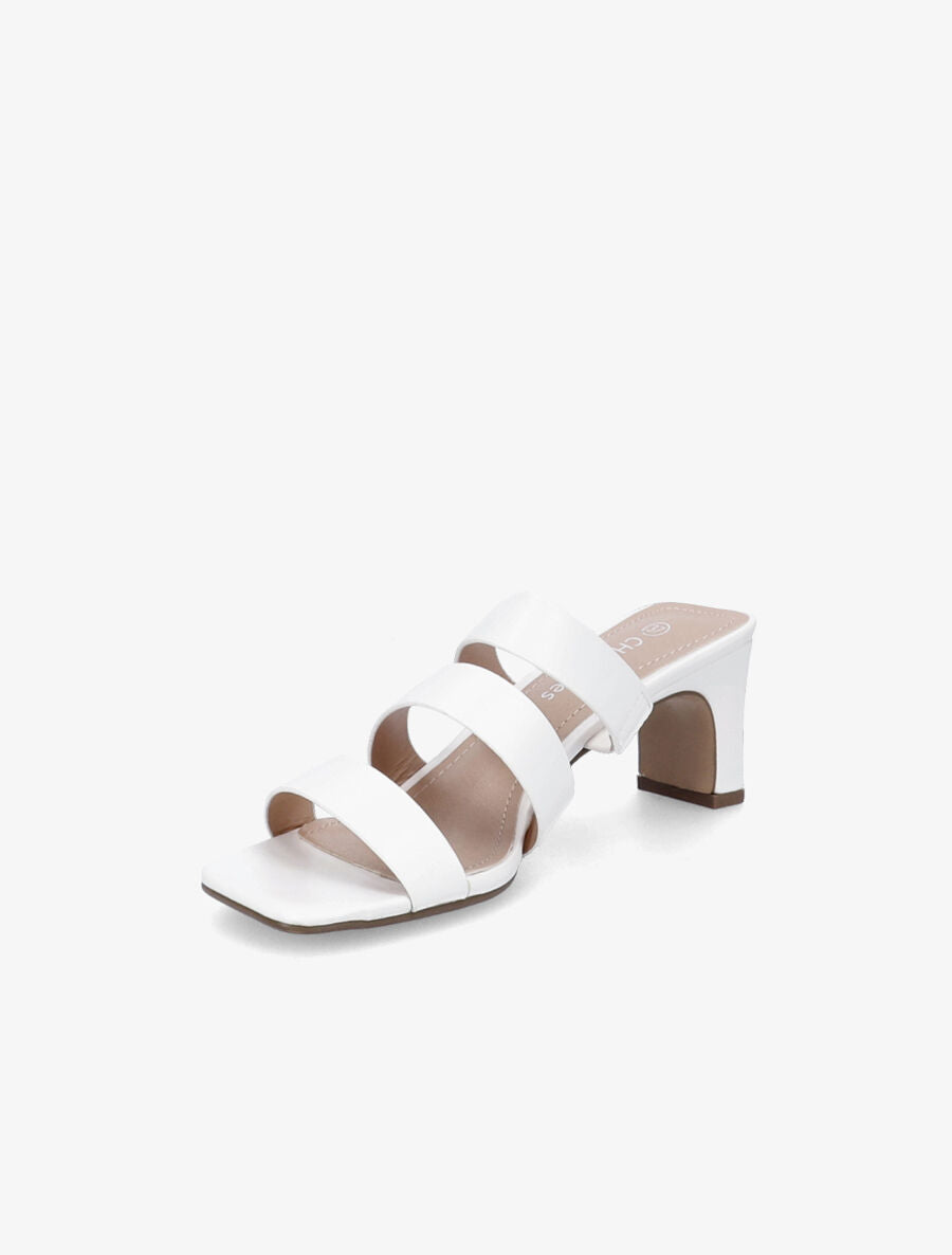 Mules à talons et brides élastiquées - Blanc - 3