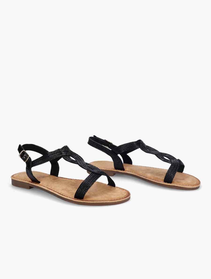 Nu-pieds à ganses torsadées - Noir - 4