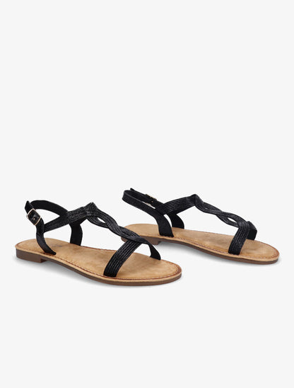 Nu-pieds à ganses torsadées - Noir - 4
